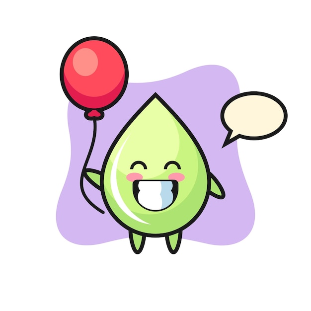 Melon juice drop mascot illustration is playing balloon, cute style design for t shirt, sticker, logo element