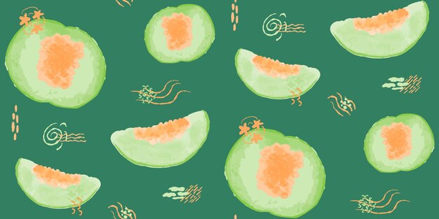 Melon watercolor pattern