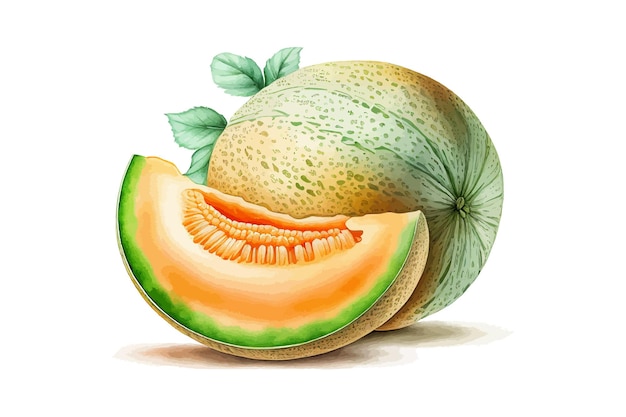 Melon watercolor Vector illustration desing