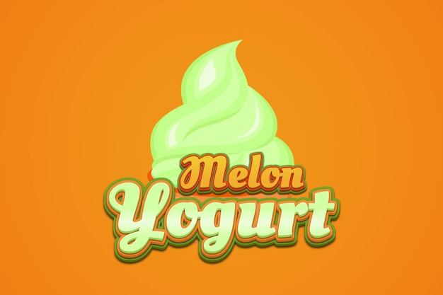 Vector melon yogurt logo with editable text effect