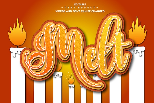 Melt Editable Text Effect 3D Emboss Flat Gradient Style