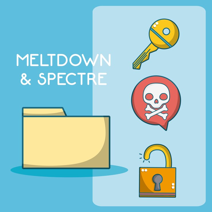 Vector meltdown and spectre cartoon elements 