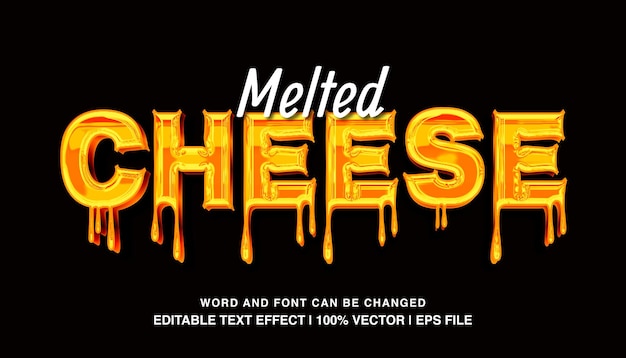 Melted cheese editable text effect template 3d bold glossy yellow text style