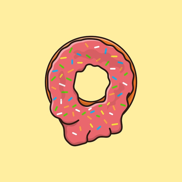 Melted donut jam cartoon flat food icon vector