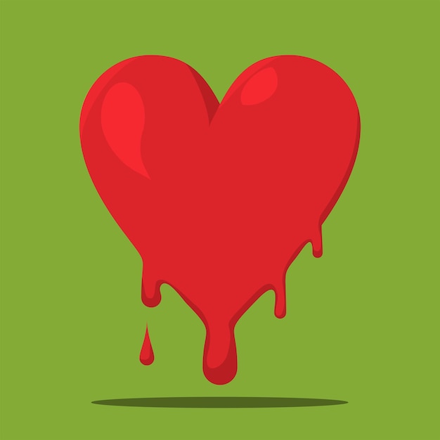 melted heart icon on green background vector illustration