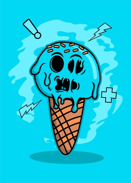 Melted ice cream cartoon