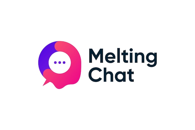 Melting chat bubble text message logo design