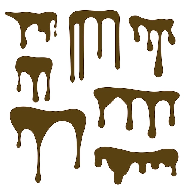 Vector melting chocolate the chocolate substance drips and flows set of runoff substance