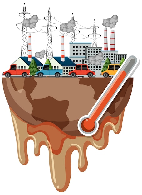 Melting earth caused from pollution