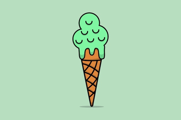 Cono gelato in fusione, illustrazione dell'icona del vettore del concetto di cibo. concetto di design dell'icona di cibo dolce.