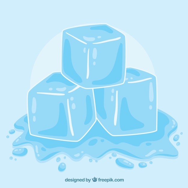 Vector melting ice cube with hand drawn style