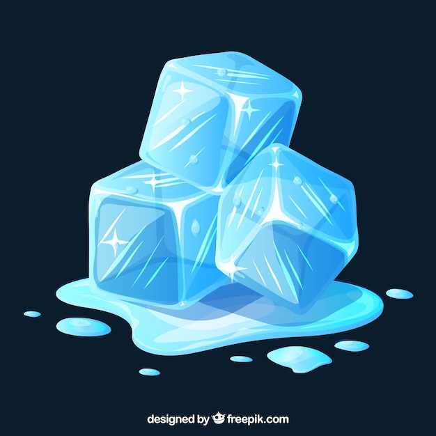 Вектор Плавление кубиков льда с плоской конструкцией