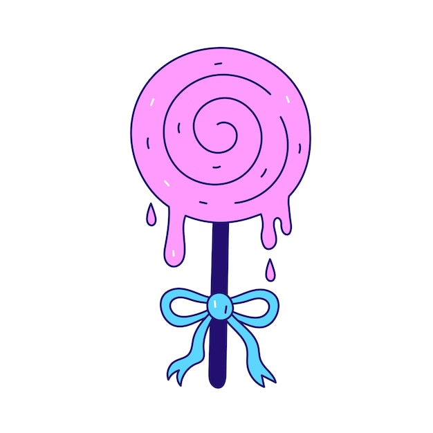 Melting lollipop doodle vector illustration