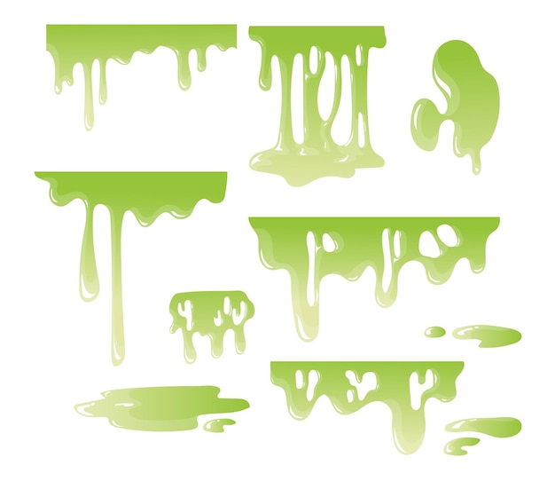 Melting Paint Dripping vector set clipart