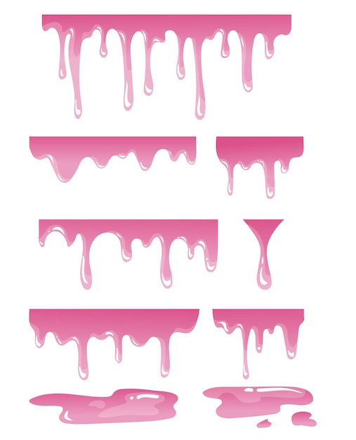 Vector melting paint dripping vector set clipart