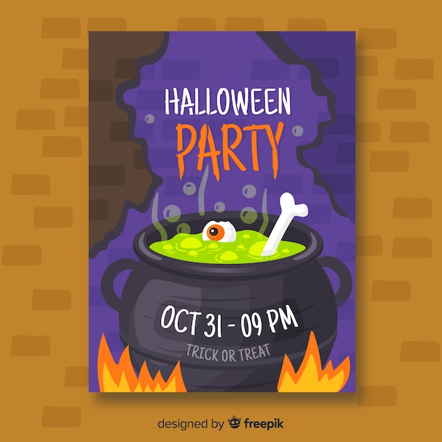 Melting pot halloween party poster template