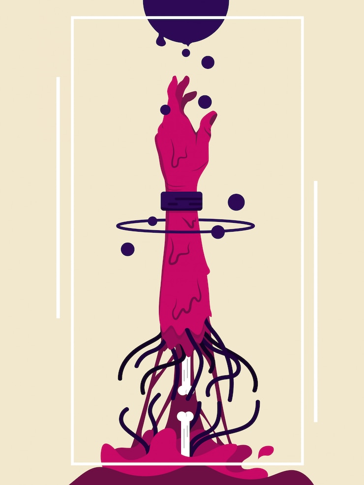 Vector melting purple hand illustration