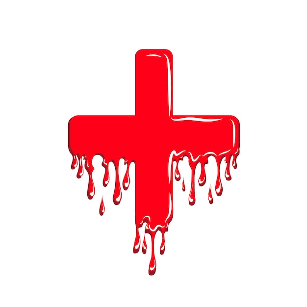 녹는 붉은 의료 십자가 로고 디자인