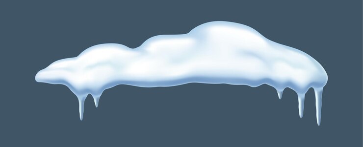 Vector melting snow forming icicles realistic vector illustration