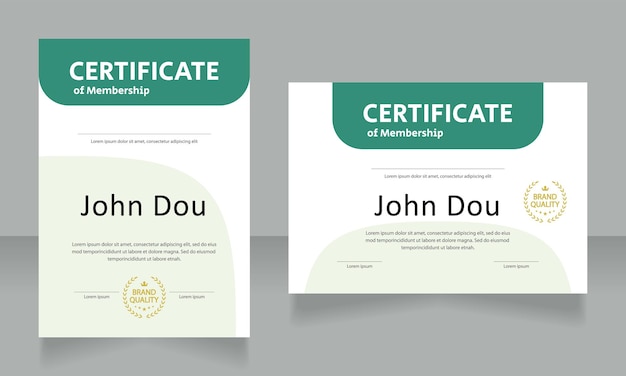Membership certificate design templates set