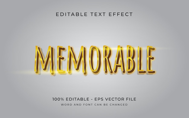 memorable in gold text effect style editable text effect