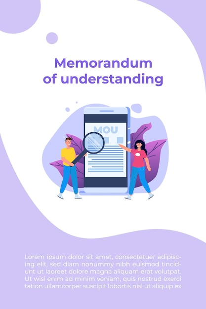 Memorandum of understanding MOU. Vector illustration.