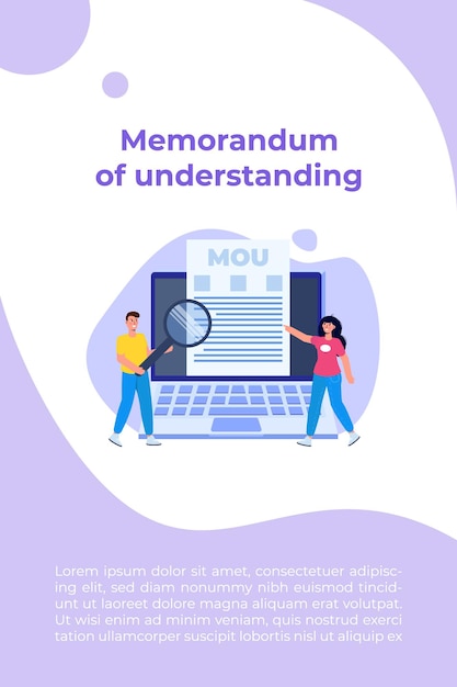 Memorandum of understanding mou. vector illustration.