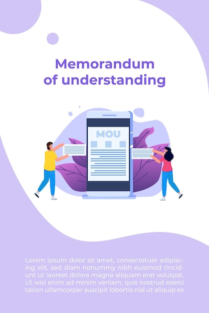 Memorandum of understanding mou. vector illustration.