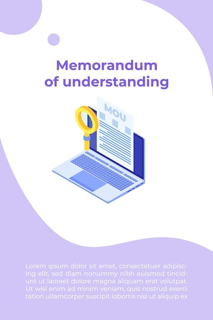 Memorandum of understanding mou. vector illustration.