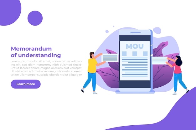 Memorandum of understanding mou vector illustration