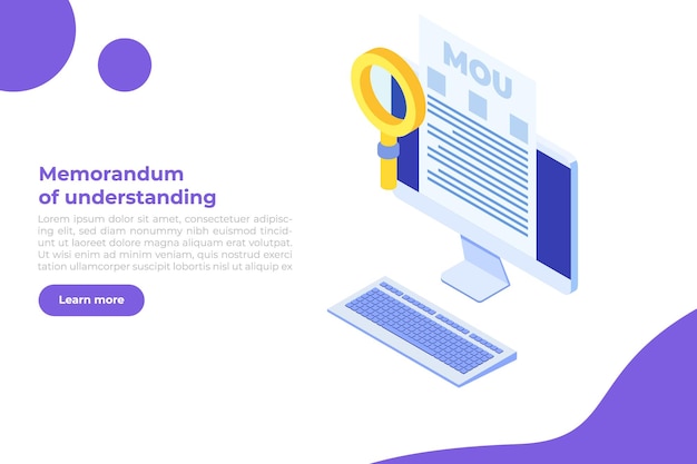 Memorandum van overeenstemming MOU Vectorillustratie