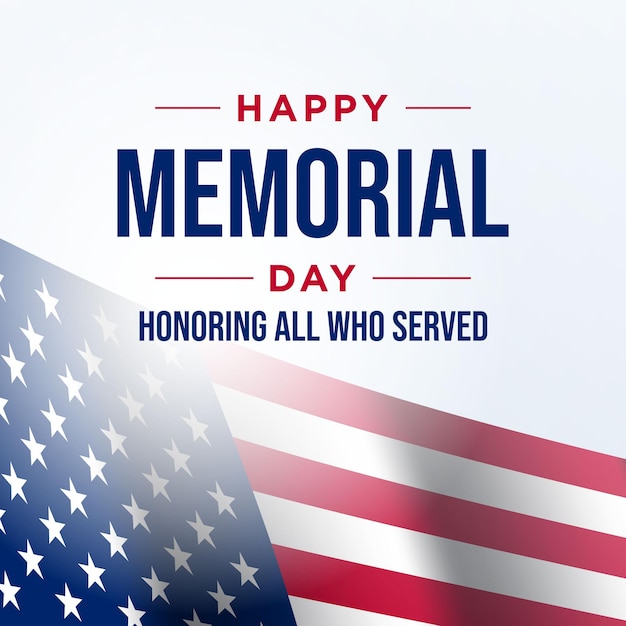 Memorial Day achtergrondontwerp met illustratie van de Amerikaanse vlag