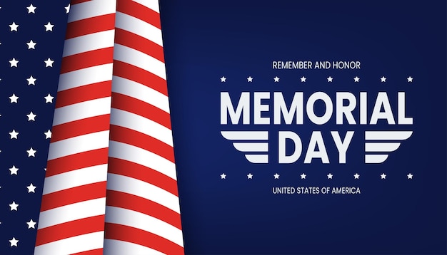 Memorial Day in AMERICA with lettering remember and honor
