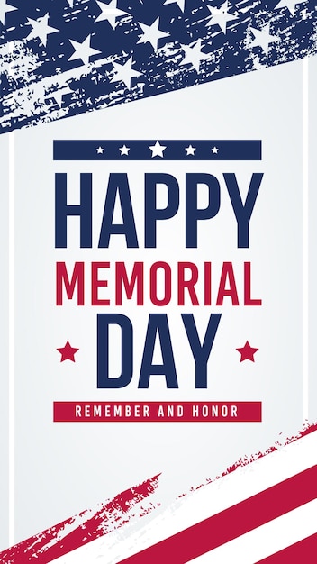 Memorial day background banner on top of american flag vertical vector illustration