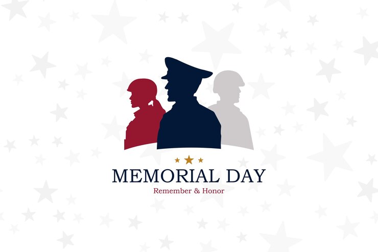Memorial Day banner with USA map and flag on a background with stars