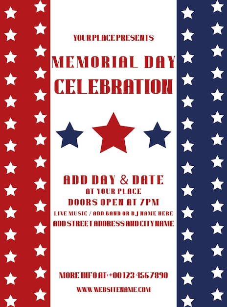 Vector memorial day big party poster flyer social media post design