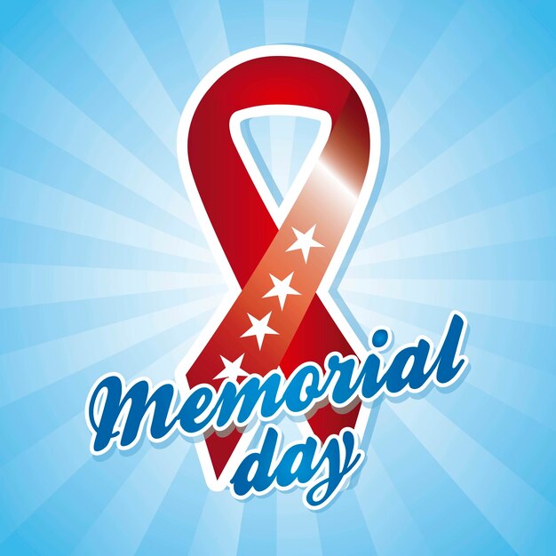 Memorial day card over blue background vector illustration