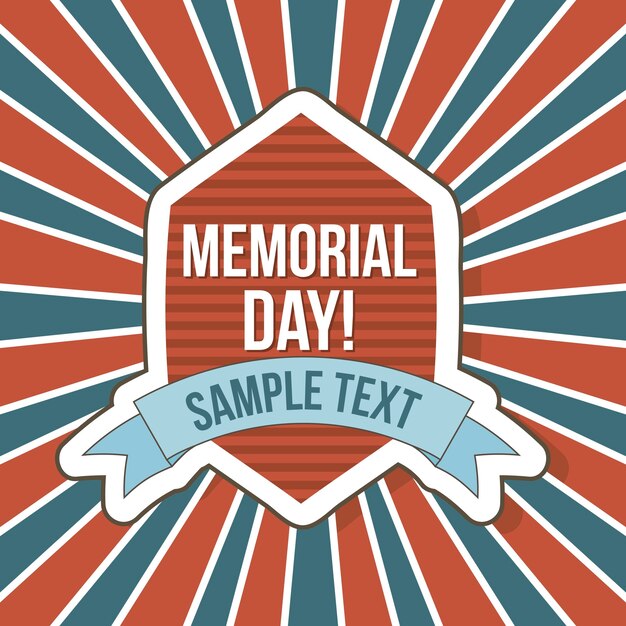 memorial day card over vintage background vector illustration