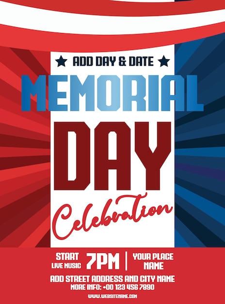 Vector memorial day celebration poster flyer or social media post design