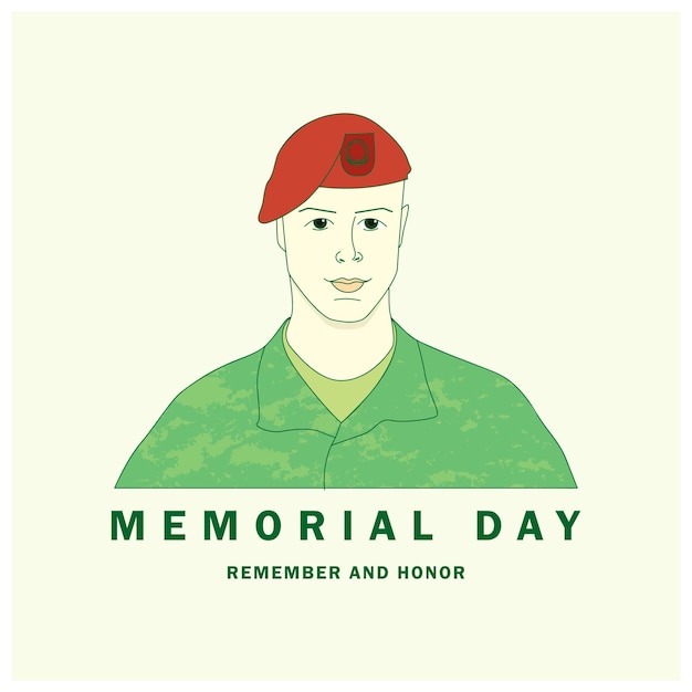 Memorial Day Design May 25 Soldier Vector Illustration