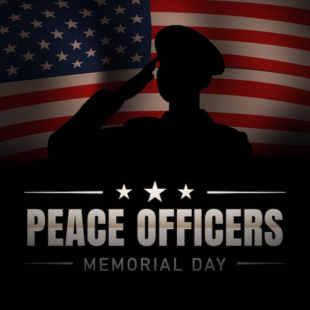 Memorial Day Design Peace Officers with USA army soldier in flag background illustration