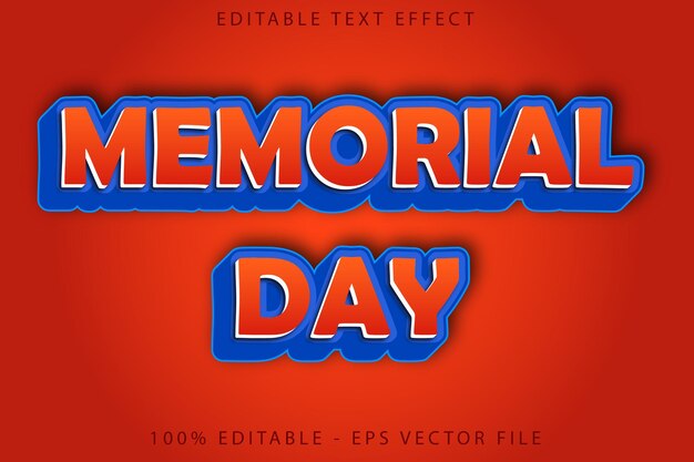 Memorial Day Editable Text Effect Cartoon Style