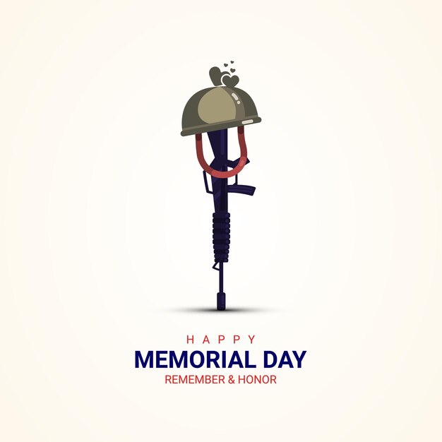 Memorial Day helm en pistool gratis vector