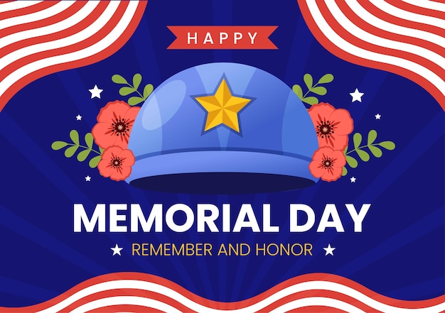 Memorial Day-illustratie met Amerikaanse vlag Onthoud en eer aan verdienstelijke soldaat