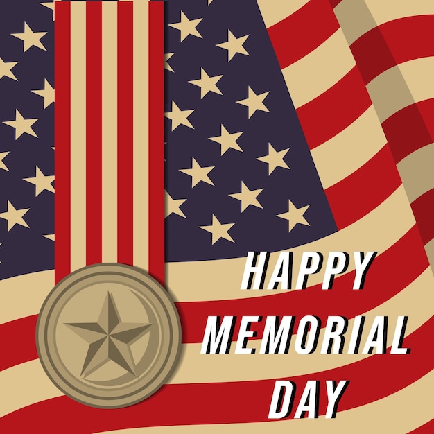 Vector memorial day illustration with american flag background