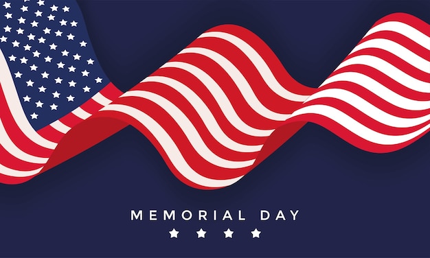 Memorial day lettering card with flag