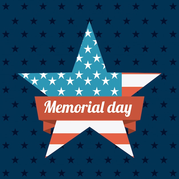 Memorial day-ontwerp over blauwe vectorillustratie als achtergrond