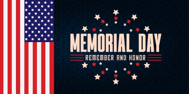 Memorial day poster design with flag vector file