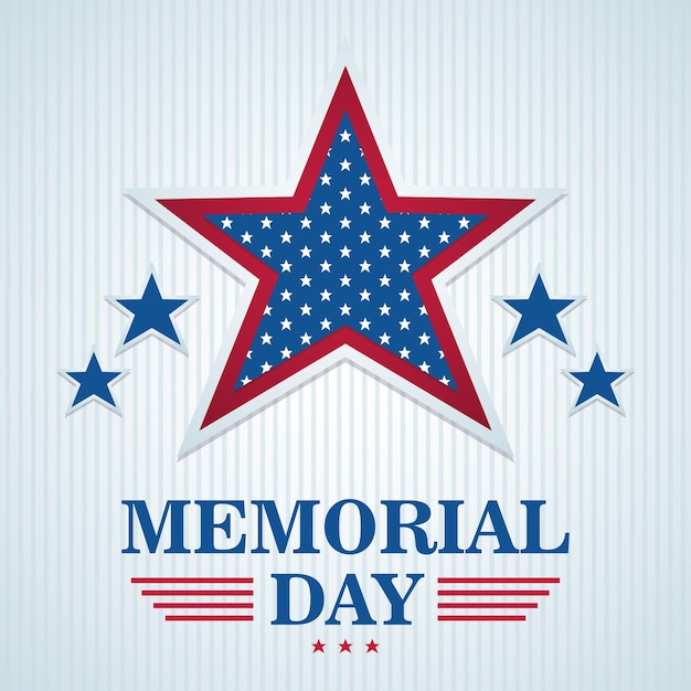 Vector memorial day poster with stars vector illustration