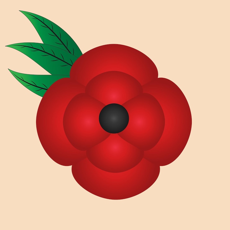 Vector memorial day on red poppy flower background. red poppy flower symbol of international peace.